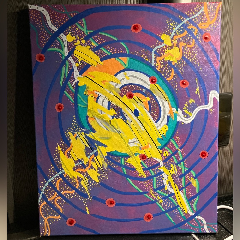 ORIGINAL Abstract Acrylic Painting signed by Artist 16x20in